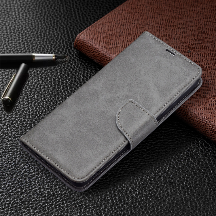 For Xiaomi Redmi Note 11 5G/Note 11T 5G/Poco M4 Pro 5G Retro Lambskin Texture Pure Color Horizontal Flip Leather Phone Case with Holder & Card Slots & Wallet & Lanyard(Grey) - 5