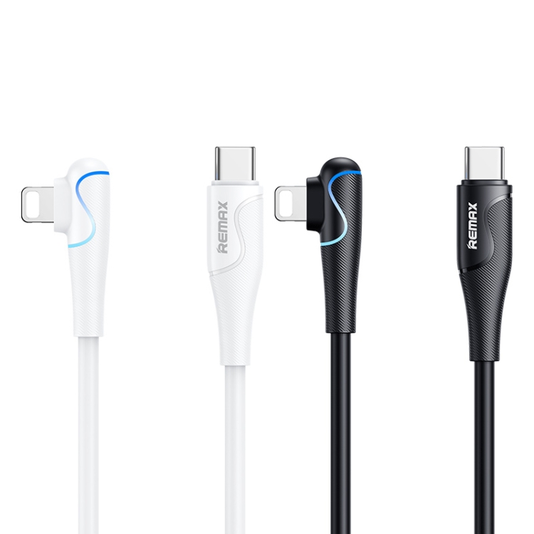 REMAX RC-192i Carrie Series PD 20W USB-C / Type-C to 8 Pin 90 Degree Elbow Fast Charging Gaming Data Cable, Cable Length: 1m(White)