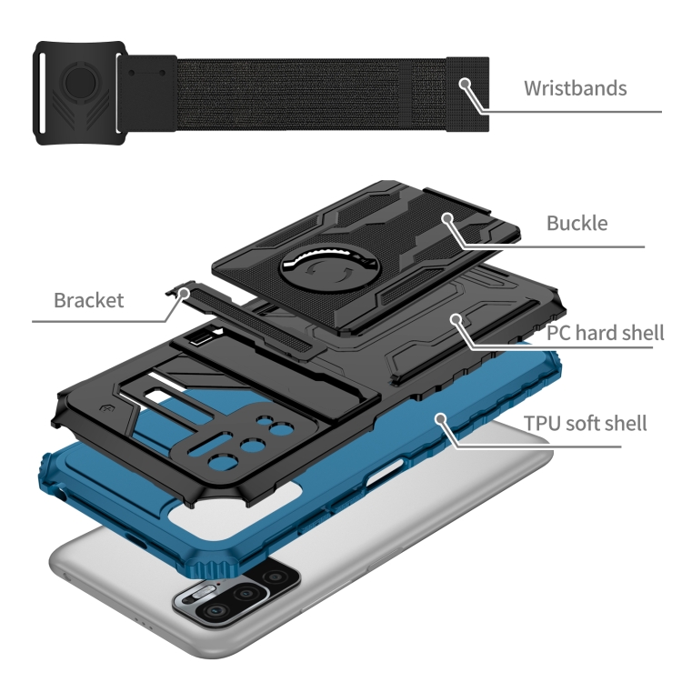 For Xiaomi Redmi Note 10 5G Armor Wristband Phone Case(Blue) - 2