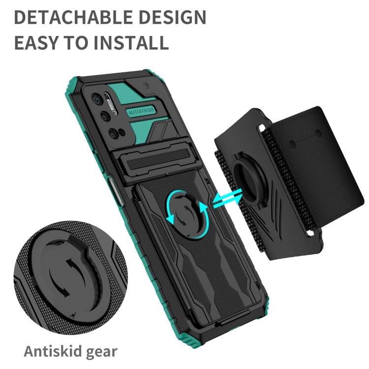 For Xiaomi Redmi Note 10 5G Armor Wristband Phone Case(Dark Green) - 1