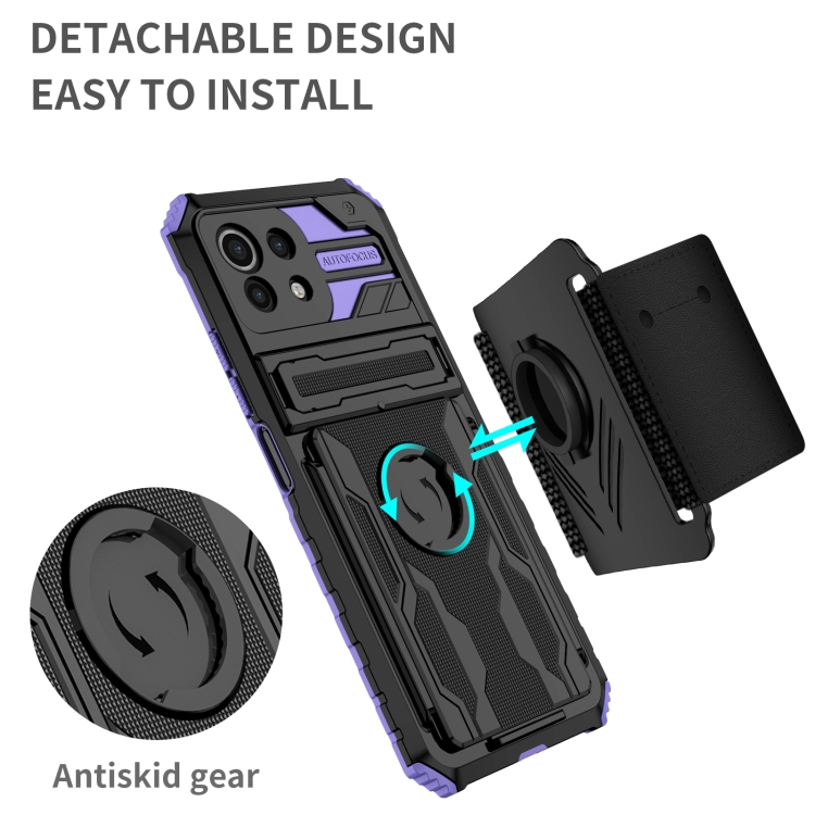 For Xiaomi Mi 11 Lite Armor Wristband Phone Case(Purple) - 1