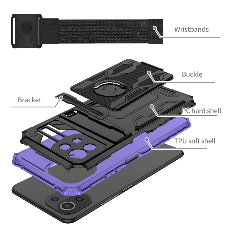 For Xiaomi Mi 11 Lite Armor Wristband Phone Case(Purple) - 2