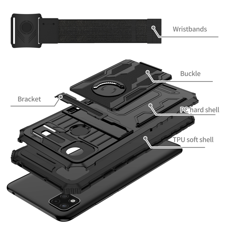 For Xiaomi Redmi 9C Armor Wristband Phone Case(Black) - 2
