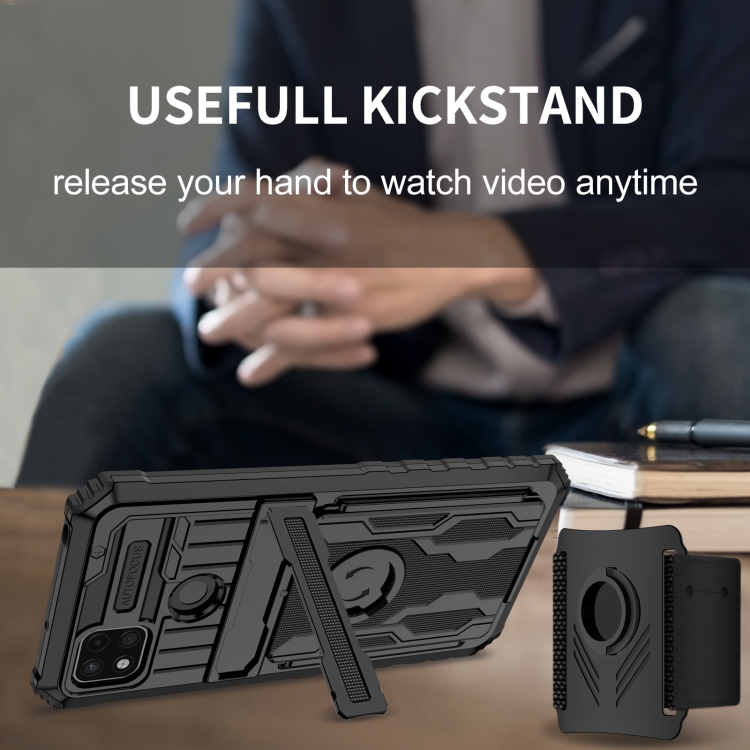 For Xiaomi Redmi 9C Armor Wristband Phone Case(Black) - 5