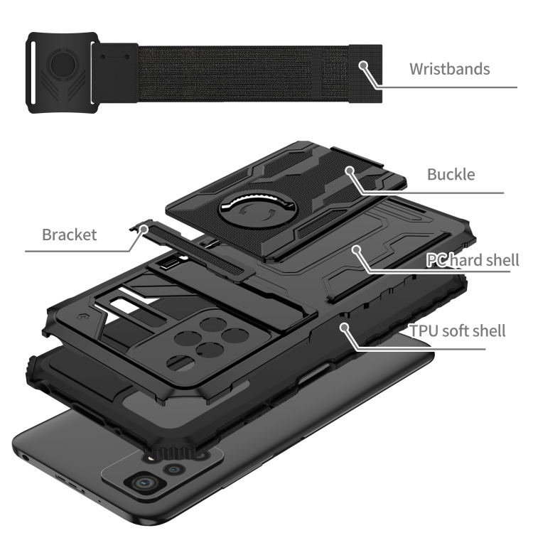 For Xiaomi Redmi 10 Armor Wristband Phone Case(Black) - 2