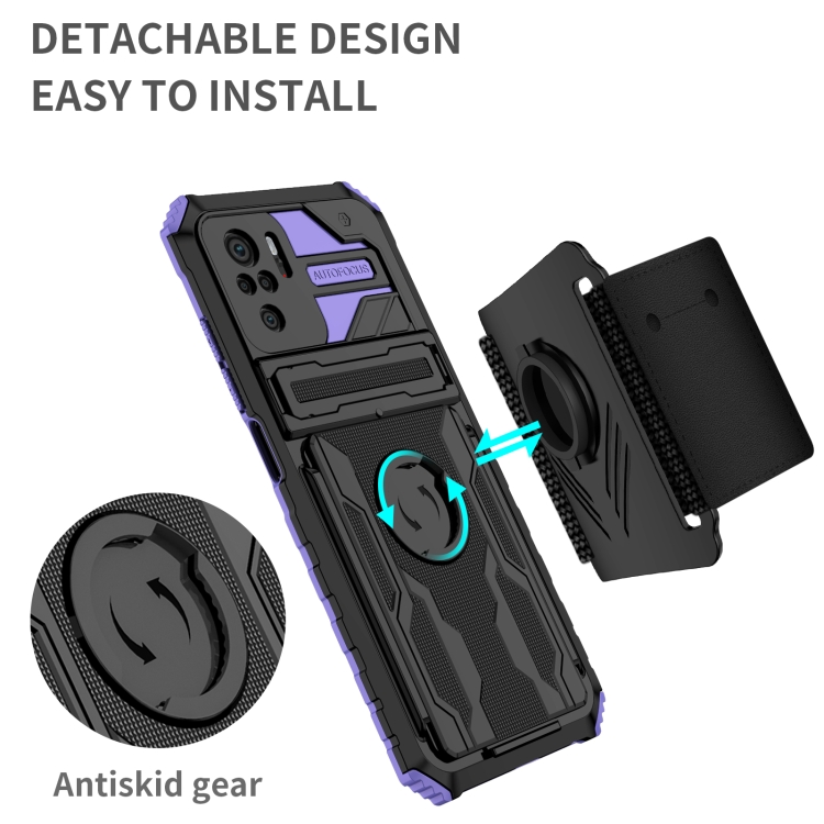 For Xiaomi Redmi Note 10 4G Armor Wristband Phone Case(Purple) - 1