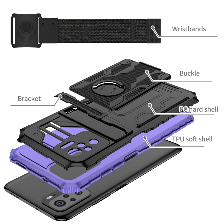 For Xiaomi Redmi Note 10 4G Armor Wristband Phone Case(Purple) - 2