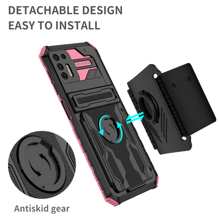 For Motorola Moto G9 Plus Armor Wristband Phone Case(Pink) - 1