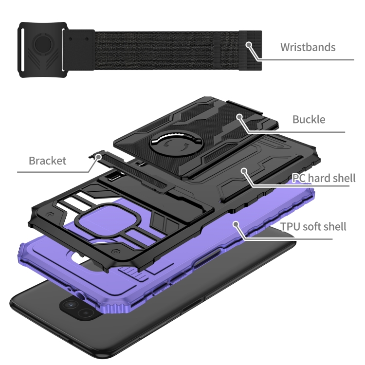 For Motorola Moto G Power 2021 Armor Wristband Phone Case(Purple) - 2