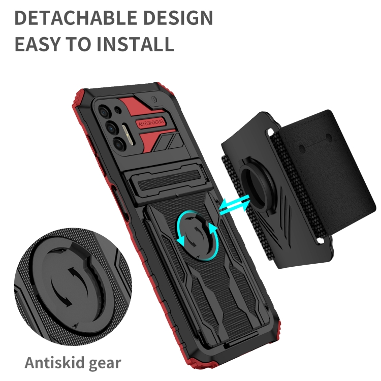 For Motorola Moto G Stylus 2021 Armor Wristband Phone Case(Red) - 1