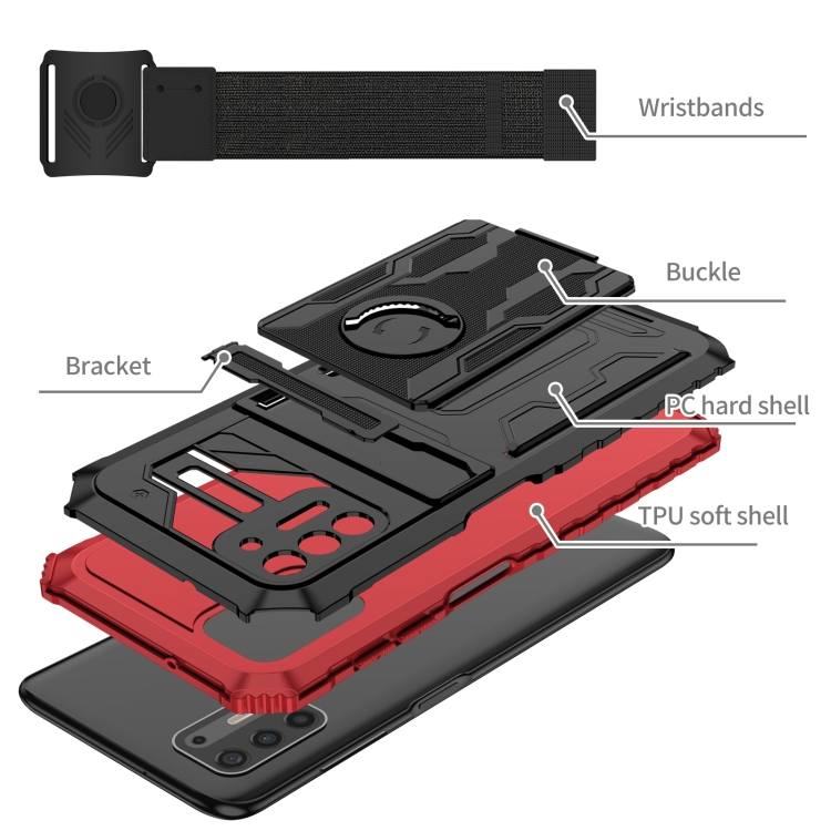 For Motorola Moto G Stylus 2021 Armor Wristband Phone Case(Red) - 2