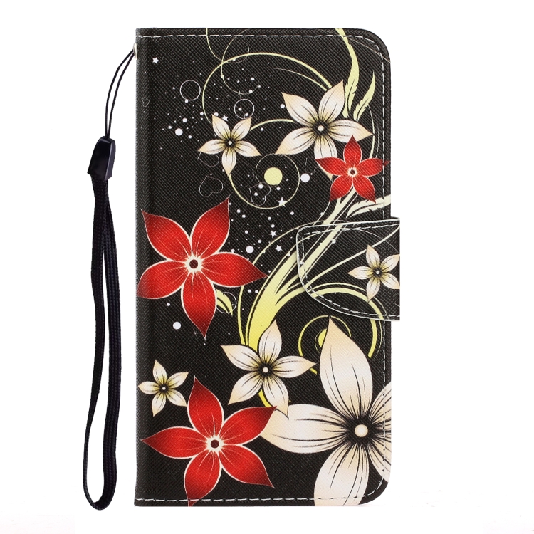 For Sansung Galaxy A02 3D Colored Drawing Horizontal Flip Leather Phone Case with Holder & Card Slots & Wallet(Red Flower) - 1