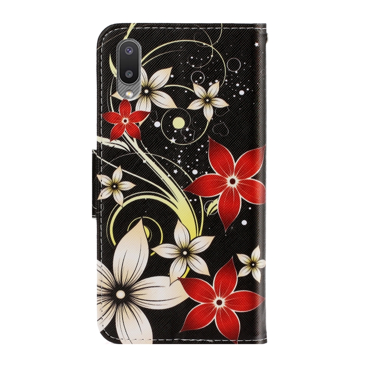 For Sansung Galaxy A02 3D Colored Drawing Horizontal Flip Leather Phone Case with Holder & Card Slots & Wallet(Red Flower) - 2