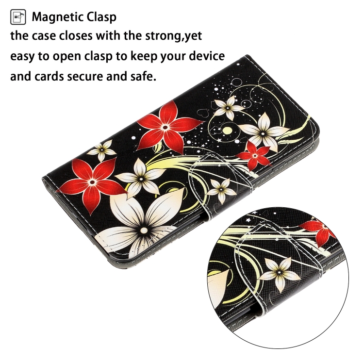 For Sansung Galaxy A02 3D Colored Drawing Horizontal Flip Leather Phone Case with Holder & Card Slots & Wallet(Red Flower) - 3
