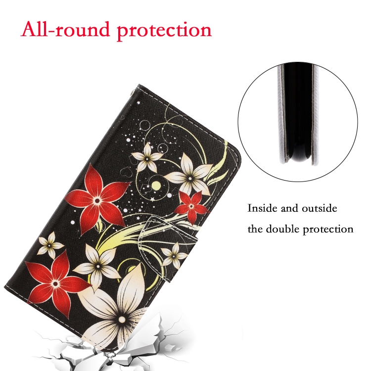 For Sansung Galaxy A02 3D Colored Drawing Horizontal Flip Leather Phone Case with Holder & Card Slots & Wallet(Red Flower) - 4
