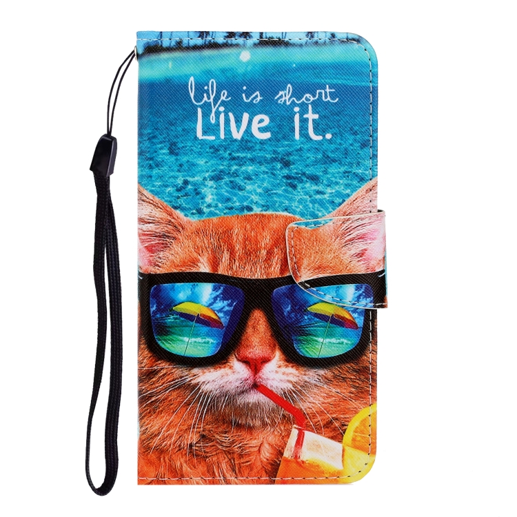 For Sansung Galaxy A02s 166mm Version 3D Colored Drawing Horizontal Flip Leather Phone Case with Holder & Card Slots & Wallet(Underwater Cat) - 1