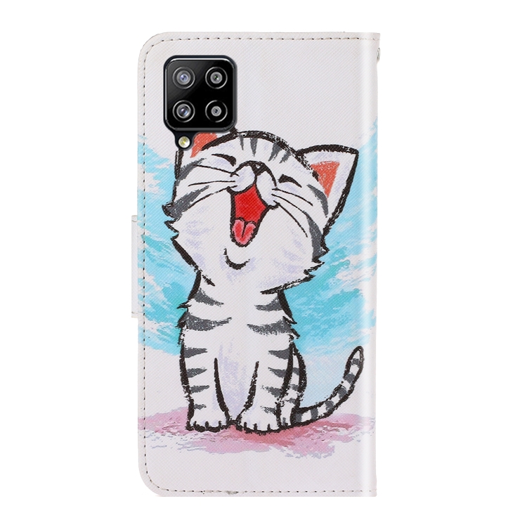 For Sansung Galaxy A22 4G 3D Colored Drawing Horizontal Flip Leather Phone Case with Holder & Card Slots & Wallet(Red Mouth Cat) - 2