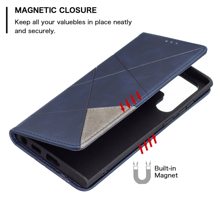 For Samsung Galaxy S22 Ultra 5G Prismatic Invisible Magnetic Horizontal Flip Phone Leather Case with Holder & Card Slots & Photo Frame(Blue) For Samsung Galaxy S22 Ultra 5G Prismatic Invisible Magnetic Horizontal Flip Phone Leather Case with Holder & Card Slots & Photo Frame(Blue)