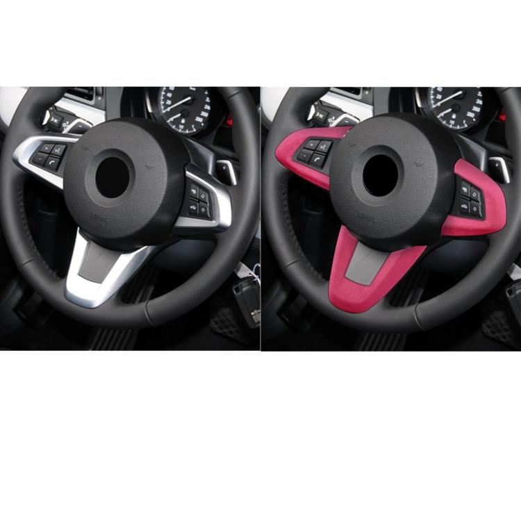 Auto Wildleder Wrap Lenkrad Dekorative Abdeckung für BMW Z4 2009-2015,  links und rechts Antrieb Universal (Rosa)