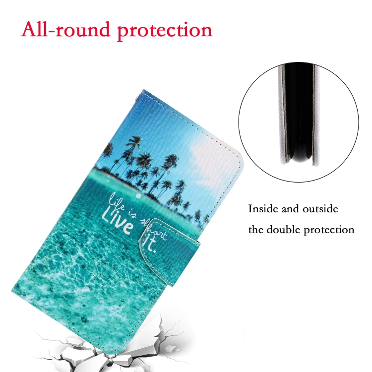 For Samsung Galaxy S22 Ultra 5G 3D Colored Drawing Horizontal Flip Leather Phone Case(Coconut Tree) For Samsung Galaxy S22 Ultra 5G 3D Colored Drawing Horizontal Flip Leather Phone Case(Coconut Tree)