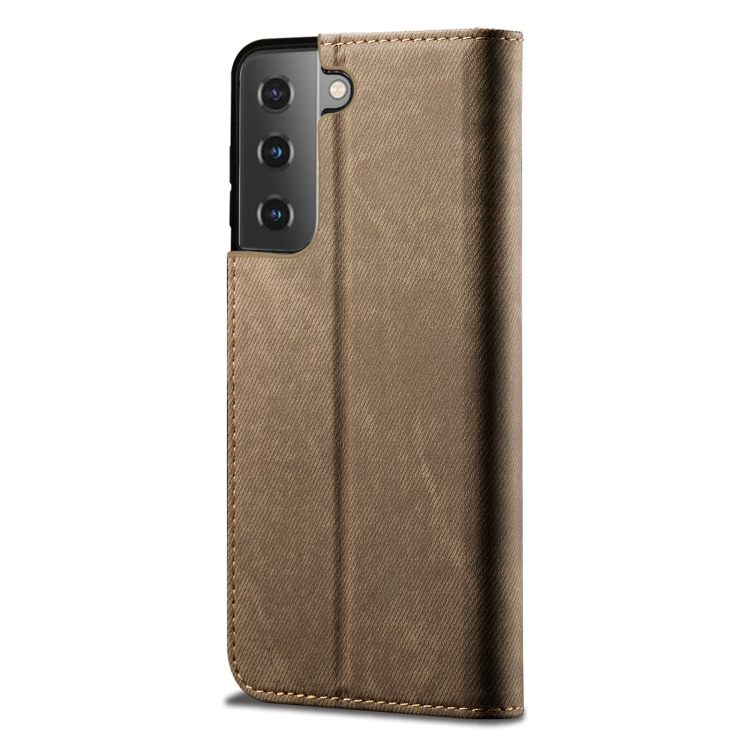 For Samsung Galaxy S22+ 5G Denim Texture Casual Style Horizontal Flip Leather Case with Holder & Card Slots & Wallet(Khaki) For Samsung Galaxy S22+ 5G Denim Texture Casual Style Horizontal Flip Leather Case with Holder & Card Slots & Wallet(Khaki)