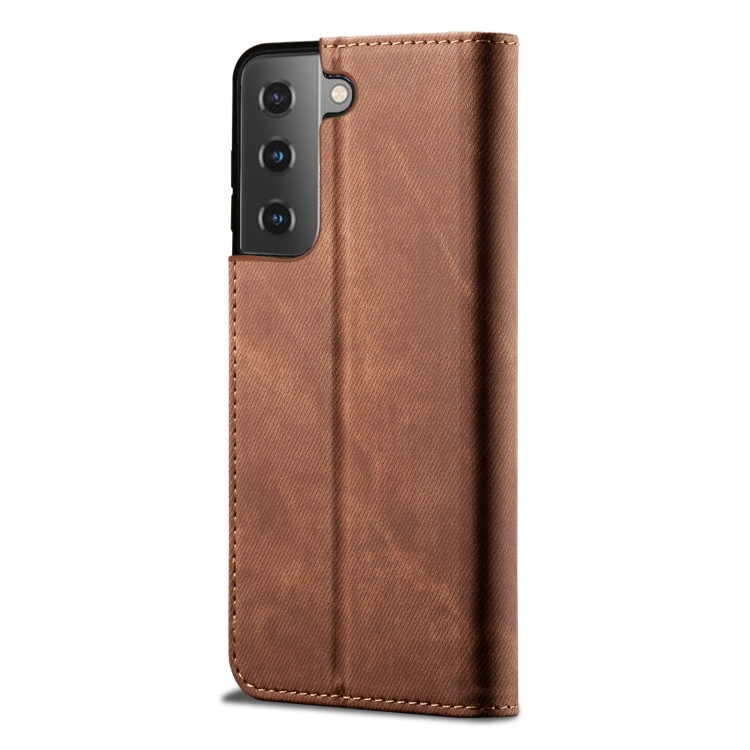 For Samsung Galaxy S22 Ultra 5G Denim Texture Casual Style Horizontal Flip Leather Case with Holder & Card Slots & Wallet(Brown) For Samsung Galaxy S22 Ultra 5G Denim Texture Casual Style Horizontal Flip Leather Case with Holder & Card Slots & Wallet(Brown)