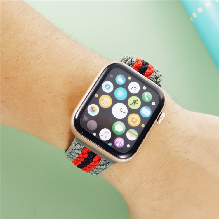 可调节条纹编织尼龙表带适用于Apple Watch Ultra 49mm&Watch Ultra 2