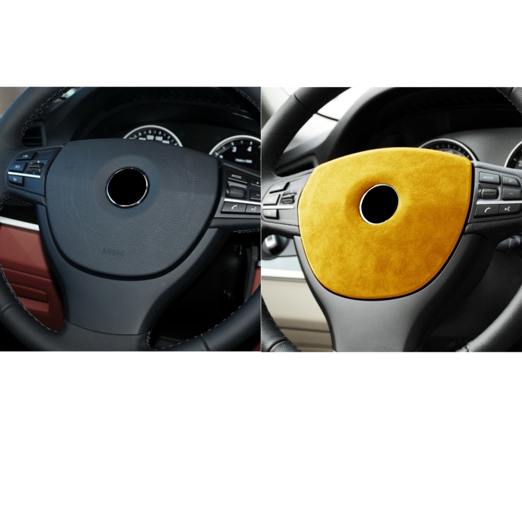 Auto Wildleder Wrap Lenkrad Dekorative Abdeckung für BMW 5 Series  Lowh-Level-Konfigurationsversion, links und rechts Antrieb Universal (gelb)