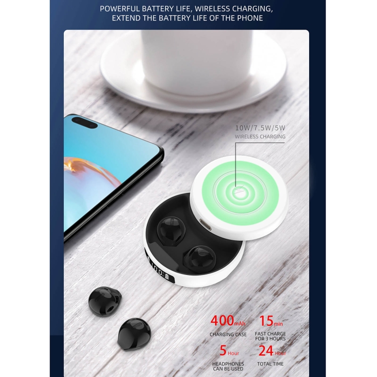 X6WS Mini Noise Reduction Digital Display TWS Wireless Bluetooth Earphone(White) X6WS Mini Noise Reduction Digital Display TWS Wireless Bluetooth Earphone(White)