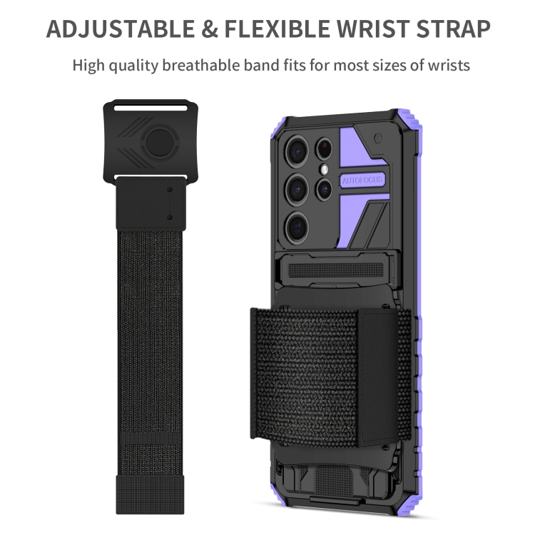 For Samsung Galaxy S21 Ultra 5G Kickstand Detachable Armband Phone Case(Purple) For Samsung Galaxy S21 Ultra 5G Kickstand Detachable Armband Phone Case(Purple)
