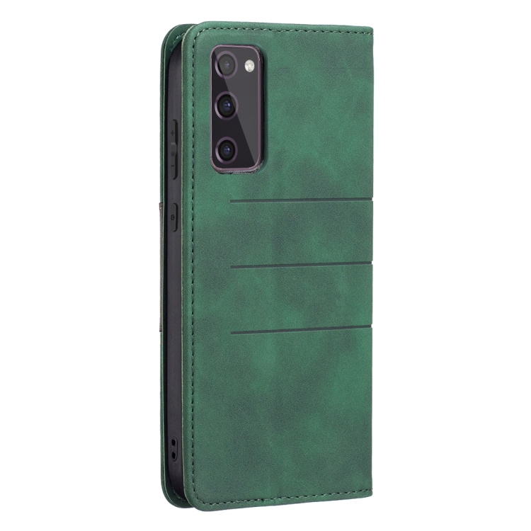 For Samsung Galaxy S20 FE Magnetic Splicing Leather Phone Case(Green) For Samsung Galaxy S20 FE Magnetic Splicing Leather Phone Case(Green)
