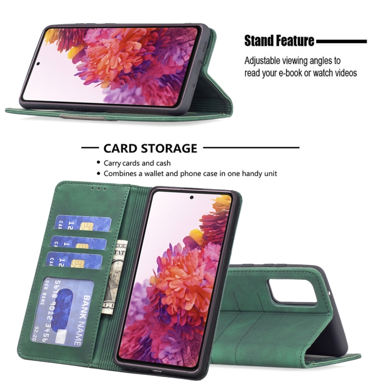 For Samsung Galaxy S20 FE Magnetic Splicing Leather Phone Case(Green) For Samsung Galaxy S20 FE Magnetic Splicing Leather Phone Case(Green)