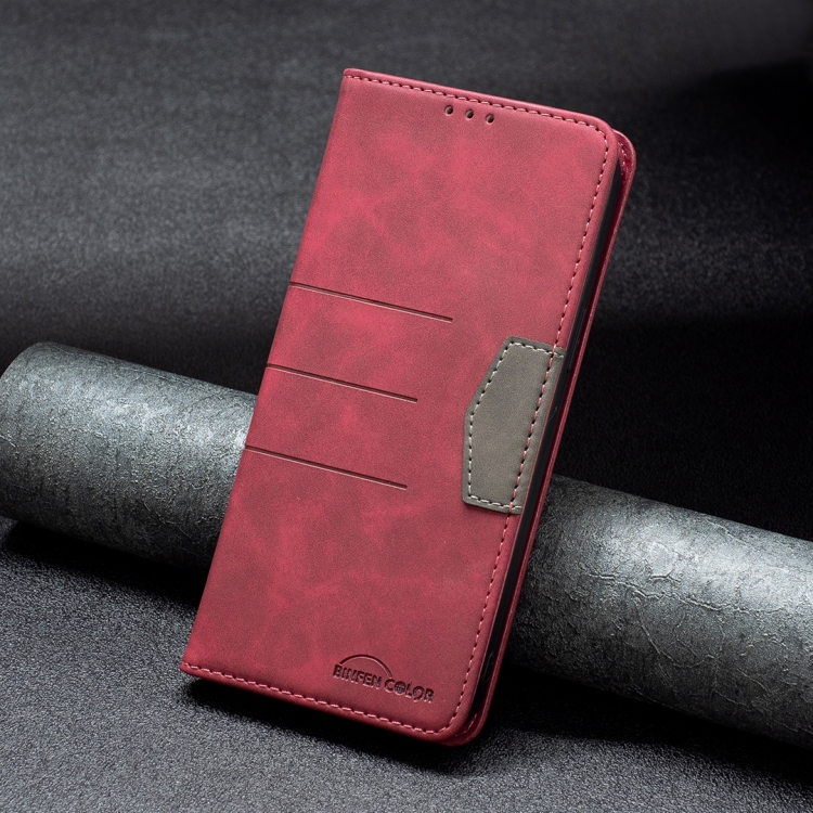 For Samsung Galaxy S21 Ultra 5G Magnetic Splicing Leather Phone Case(Red) For Samsung Galaxy S21 Ultra 5G Magnetic Splicing Leather Phone Case(Red)