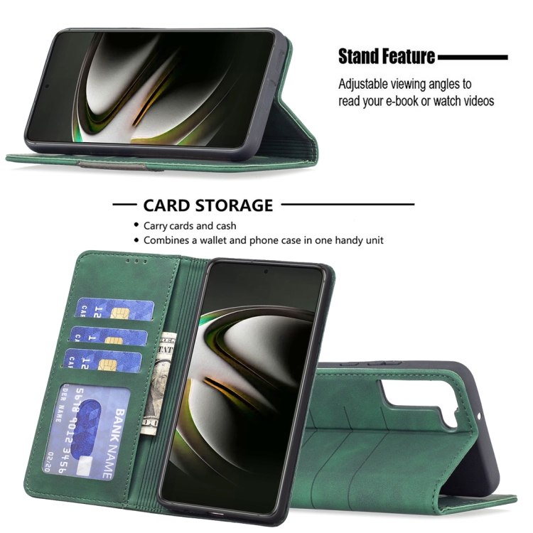 For Samsung Galaxy S22 5G Magnetic Splicing Leather Phone Case(Green) For Samsung Galaxy S22 5G Magnetic Splicing Leather Phone Case(Green)