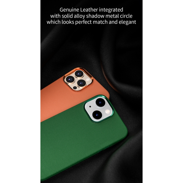 For iPhone 13 Pro Max WiWU PC + Calfskin Genuine Leather Phone Case (Green) For iPhone 13 Pro Max WiWU PC + Calfskin Genuine Leather Phone Case (Green)
