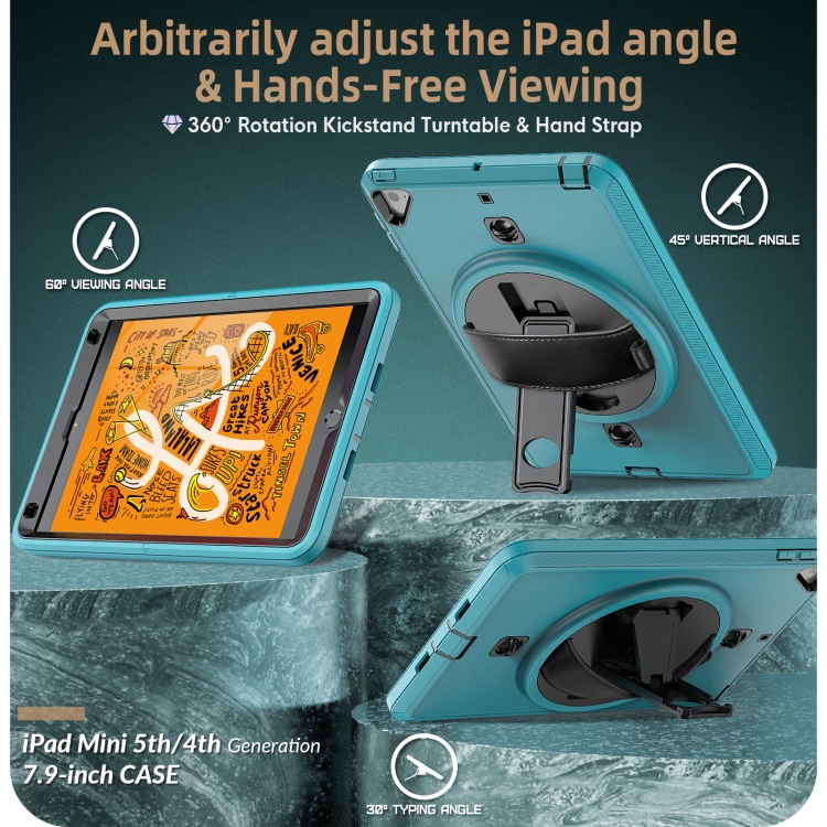 Shockproof TPU + PC Tablet Case with Holder & Pen Slot & Shoulder Strap For iPad mini 2019 / mini 4(Light Blue) Shockproof TPU + PC Tablet Case with Holder & Pen Slot & Shoulder Strap For iPad mini 2019 / mini 4(Light Blue)