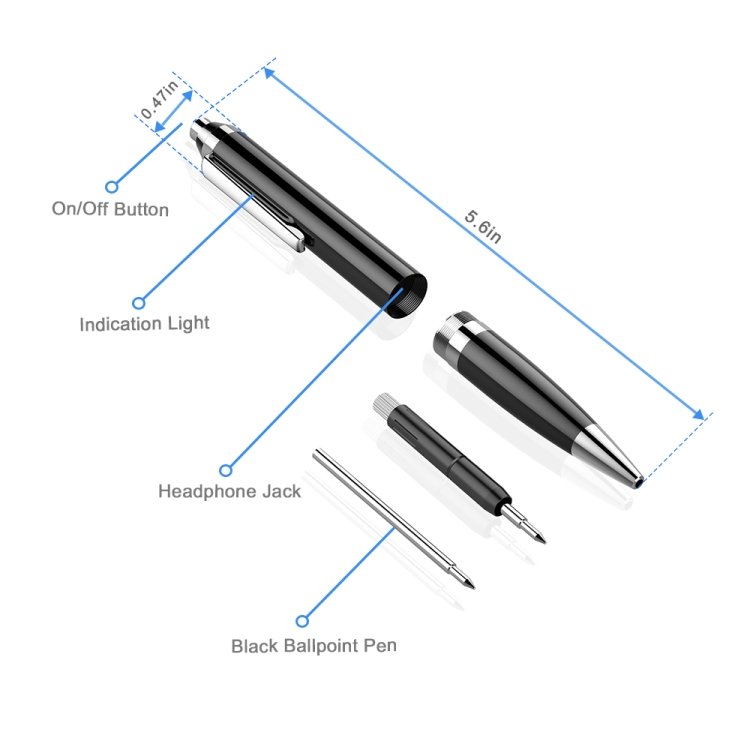 Q90 Intelligent HD Digital Reducción de ruido Recording Pen, Capacidad: 4GB (Negro) - B5