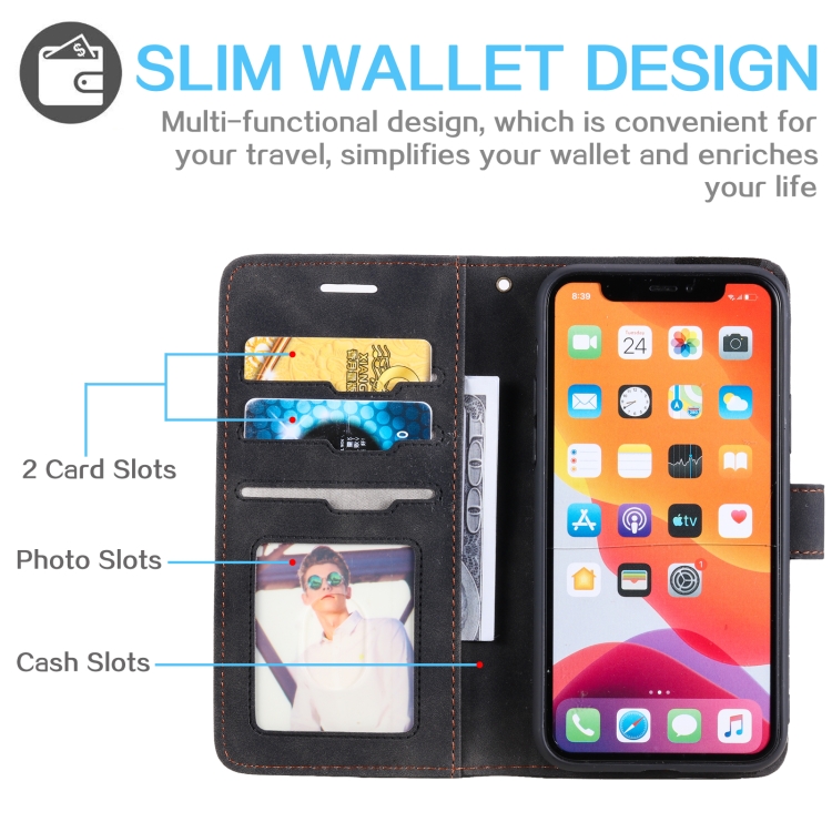 Skin Feel Anti-theft Brush Horizontal Flip Leather Phone Case For iPhone 11 Pro(Black)