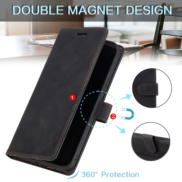 Skin Feel Anti-theft Brush Horizontal Flip Leather Phone Case For iPhone 11 Pro(Black)