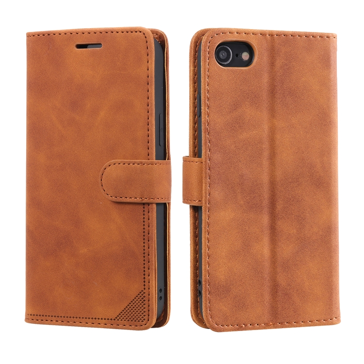 For iPhone SE 2022 / SE 2020 / 8 / 7 Skin Feel Anti-theft Brush Horizontal Flip Leather Phone Case(Brown) For iPhone SE 2022 / SE 2020 / 8 / 7 Skin Feel Anti-theft Brush Horizontal Flip Leather Phone Case(Brown)