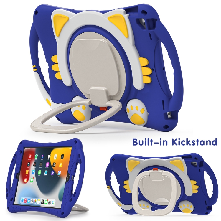Cute Cat King Kids Shockproof Silicone Tablet Case with Holder & Shoulder Strap & Handle For iPad 10.2 2019 / 2020 / 2021 / Pro 10.5(Dark Blue) Cute Cat King Kids Shockproof Silicone Tablet Case with Holder & Shoulder Strap & Handle For iPad 10.2 2019 / 2020 / 2021 / Pro 10.5(Dark Blue)