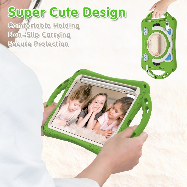 For iPad mini 6 / mini 2024 Cute Cat King Kids Shockproof Silicone Tablet Case with Holder & Shoulder Strap & Handle(Green) For iPad mini 6 / mini 2024 Cute Cat King Kids Shockproof Silicone Tablet Case with Holder & Shoulder Strap & Handle(Green)