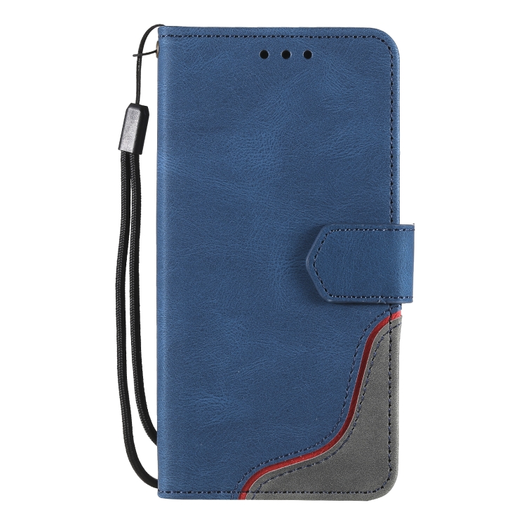 For Samsung Galaxy S22 5G Three-color Stitching Calf Texture Horizontal Flip Phone Leather Case with Holder & Card Slots & Wallet(Blue) For Samsung Galaxy S22 5G Three-color Stitching Calf Texture Horizontal Flip Phone Leather Case with Holder & Card Slots & Wallet(Blue)
