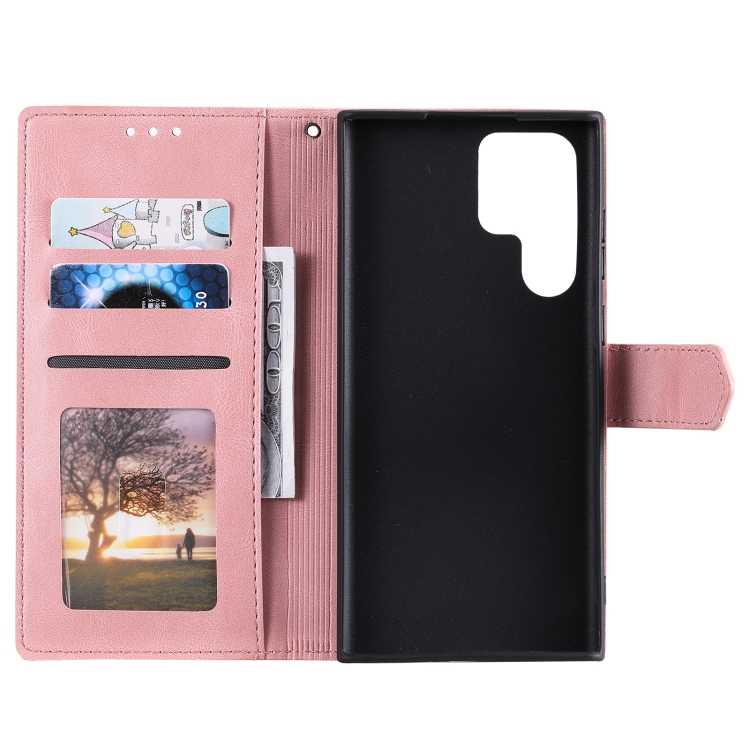For Samsung Galaxy S22 Ultra 5G Stitching Calf Texture Horizontal Flip Phone Leather Case with Holder & Card Slots & Wallet(Rose Gold) For Samsung Galaxy S22 Ultra 5G Stitching Calf Texture Horizontal Flip Phone Leather Case with Holder & Card Slots & Wallet(Rose Gold)