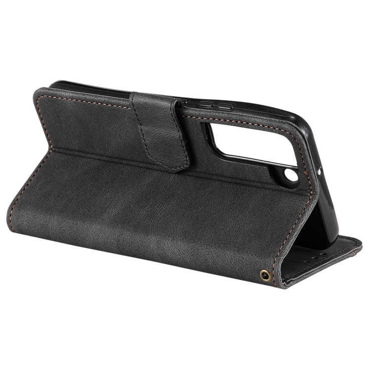 For Samsung Galaxy S22+ 5G Stitching Calf Texture Horizontal Flip Phone Leather Case with Holder & Card Slots & Wallet(Black) For Samsung Galaxy S22+ 5G Stitching Calf Texture Horizontal Flip Phone Leather Case with Holder & Card Slots & Wallet(Black)