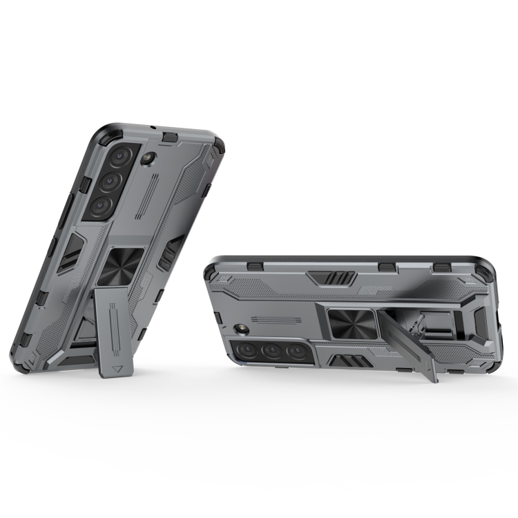 For Samsung Galaxy S22 5G Supersonic PC + TPU Shock-proof Phone Case with Holder(Grey) For Samsung Galaxy S22 5G Supersonic PC + TPU Shock-proof Phone Case with Holder(Grey)