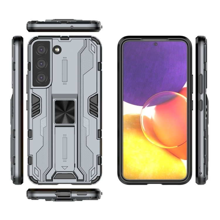 For Samsung Galaxy S22 5G Supersonic PC + TPU Shock-proof Phone Case with Holder(Grey) For Samsung Galaxy S22 5G Supersonic PC + TPU Shock-proof Phone Case with Holder(Grey)