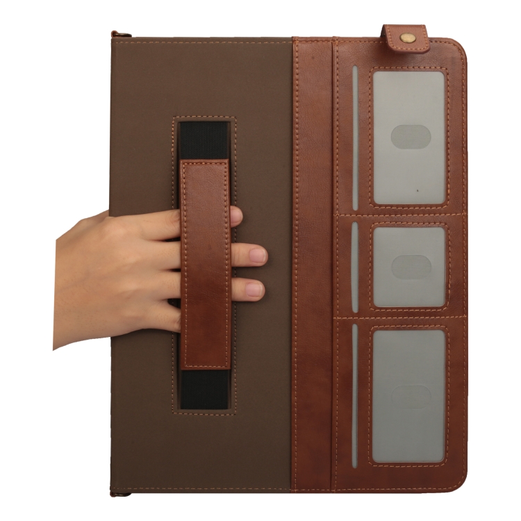 For iPad Pro 12.9 inch (2017) Envelope Horizontal Flip PU Leather Case with Card Slots & Pen Slots & Holder & Wallet & Photo Frame & Shoulder Strap(Coffee)
