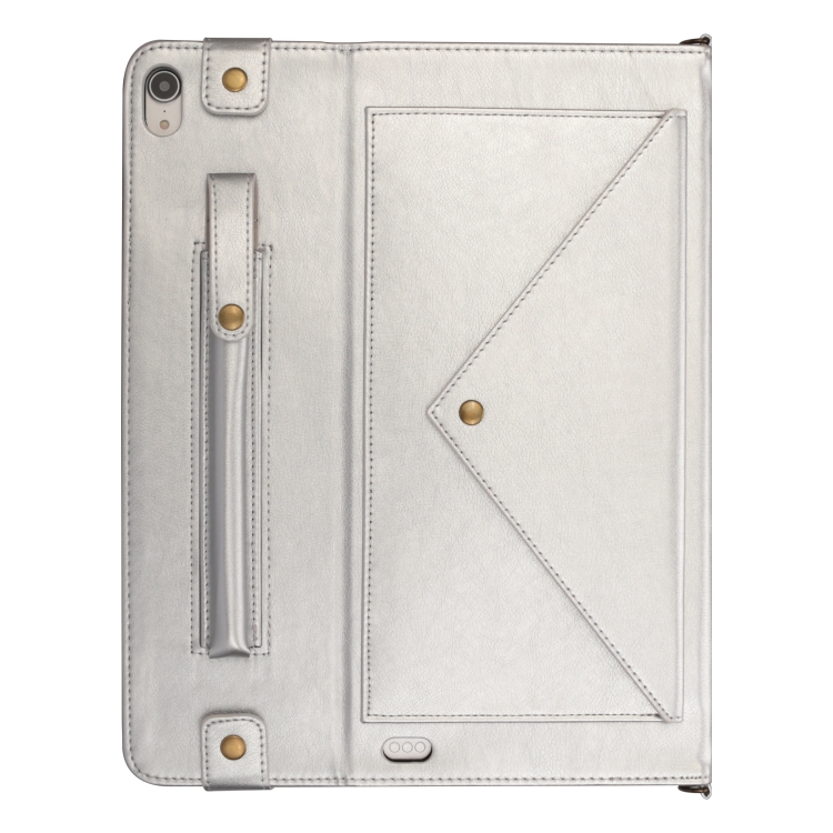 For iPad Pro 12.9 inch (2018) Envelope Horizontal Flip PU Leather Case with Card Slots & Pen Slots & Holder & Wallet & Photo Frame & Shoulder Strap(Silver) For iPad Pro 12.9 inch (2018) Envelope Horizontal Flip PU Leather Case with Card Slots & Pen Slots & Holder & Wallet & Photo Frame & Shoulder Strap(Silver)