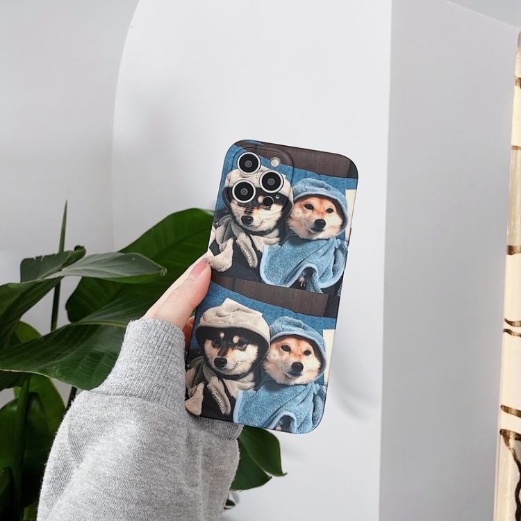 For iPhone 13 mini Colored Drawing Pattern TPU Phone Protective Case (Two Dogs) For iPhone 13 mini Colored Drawing Pattern TPU Phone Protective Case (Two Dogs)